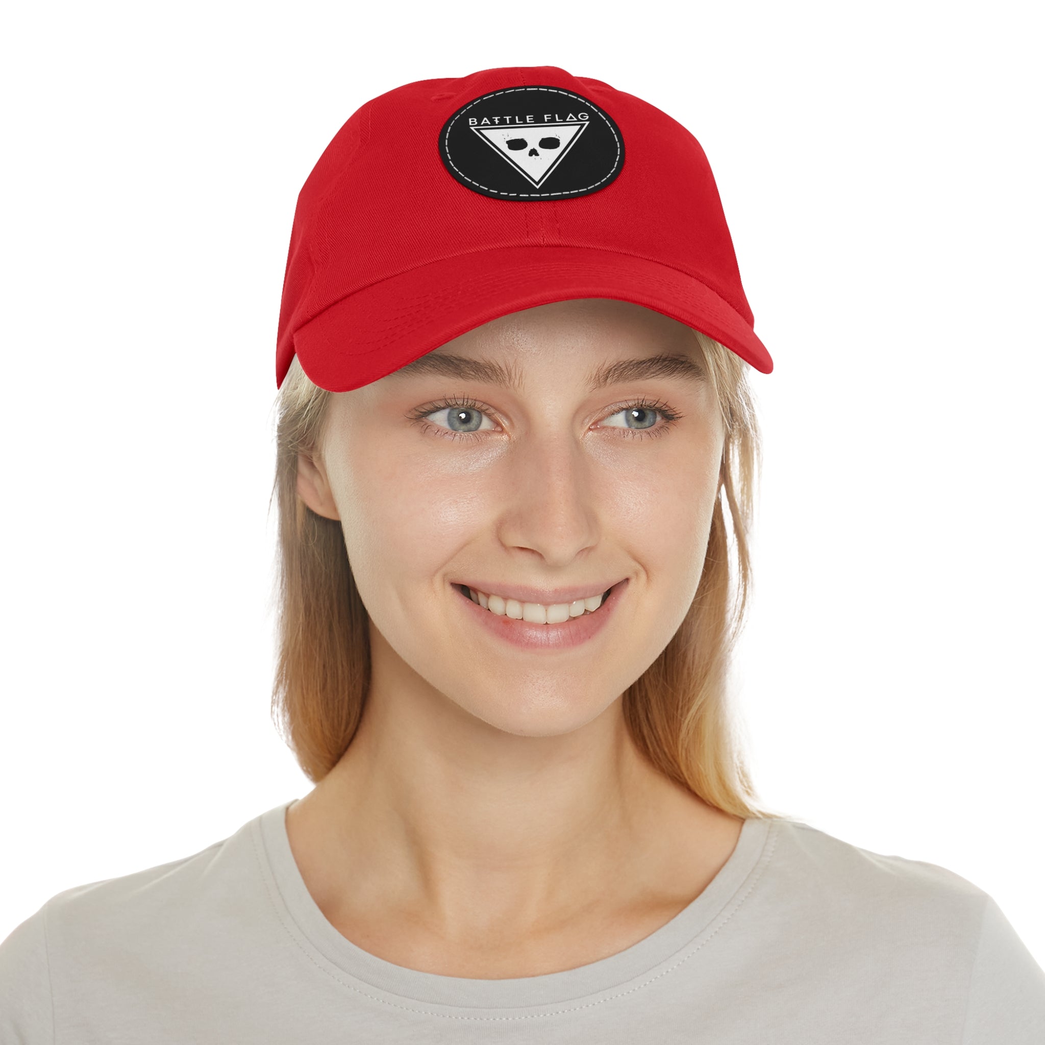 Battle Flag Hat with Leather Patch - White Emblem