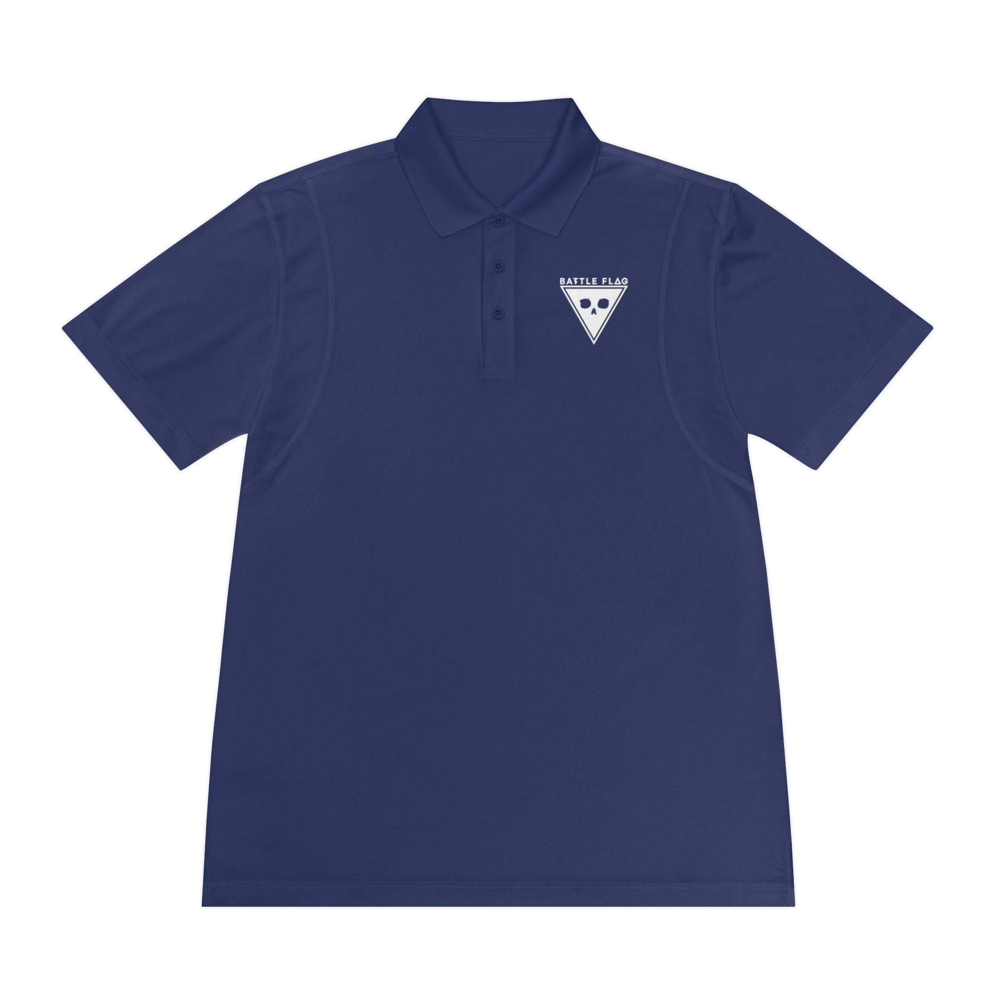 Battle Flag Men's Sport Polo Shirt - White Emblem