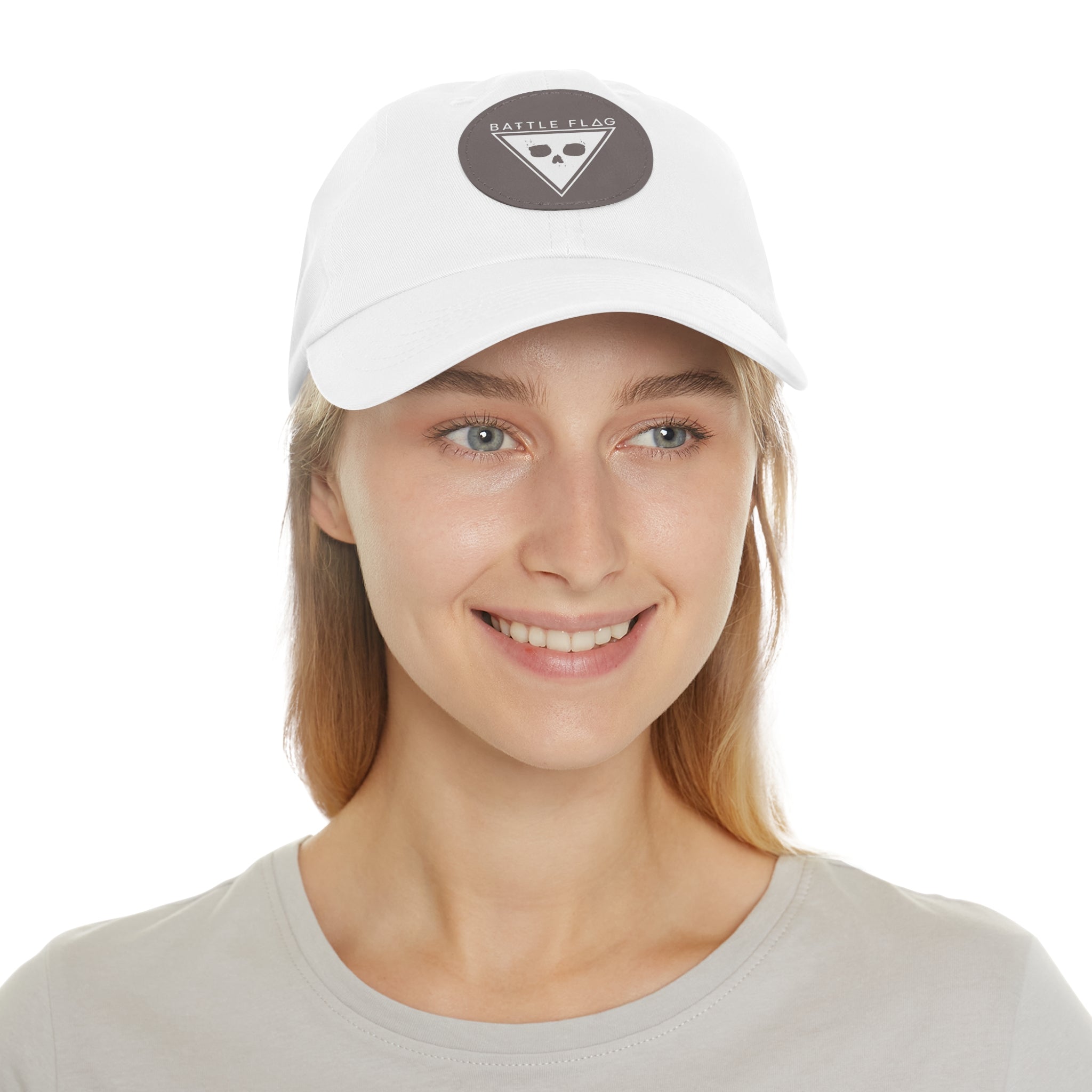 Battle Flag Hat with Leather Patch - White Emblem