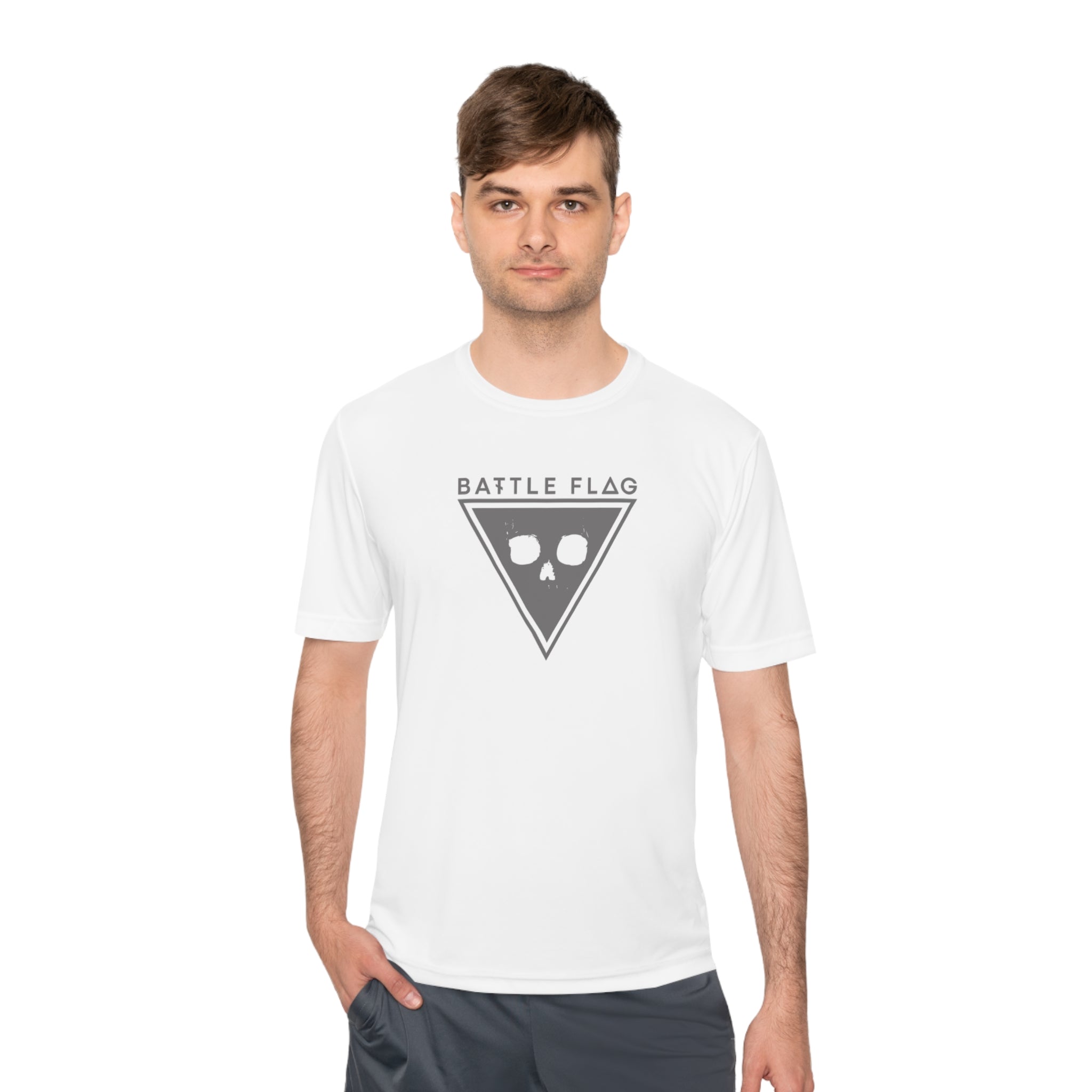 Battle Flag Unisex Moisture Wicking Tee - Grey Emblem