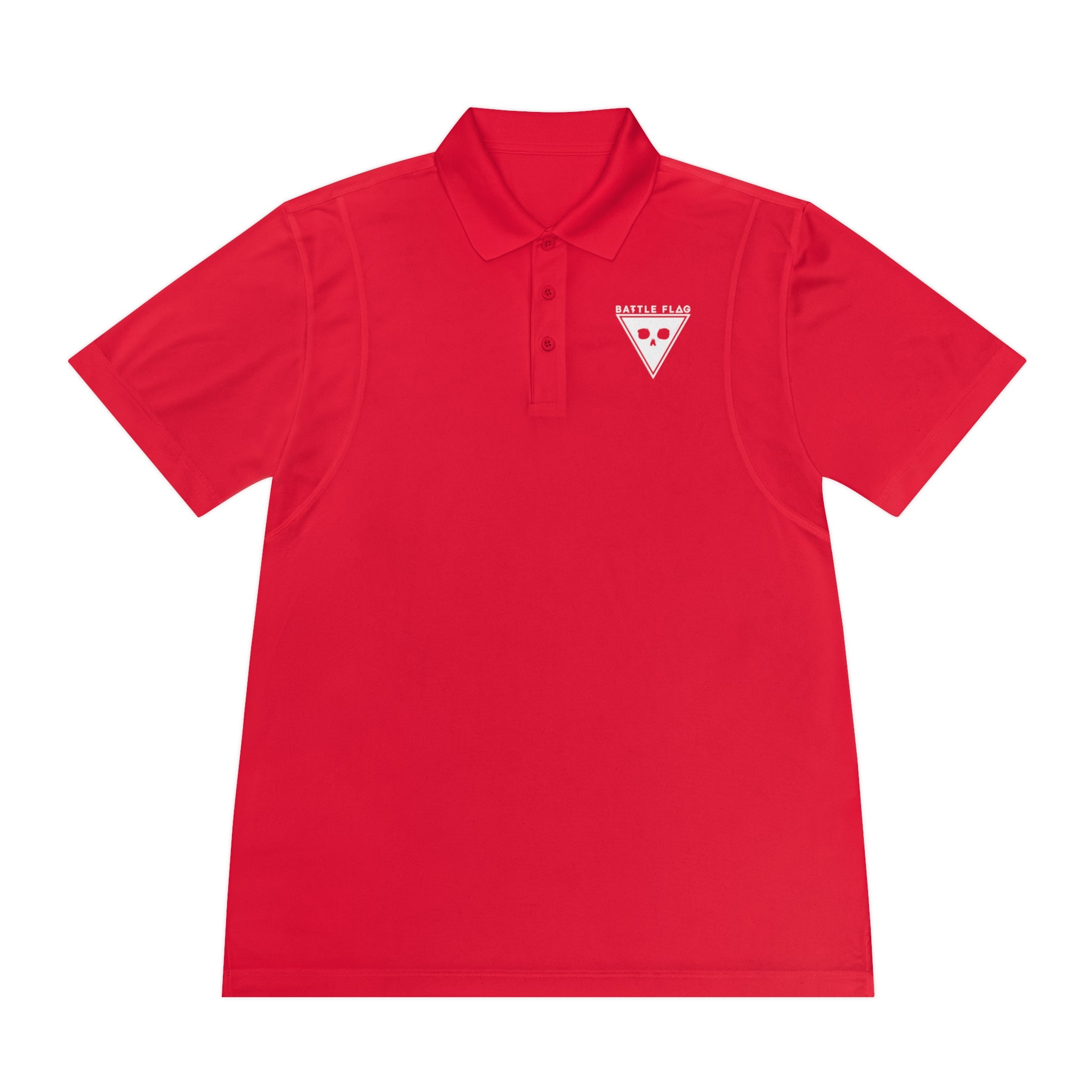 Battle Flag Men's Sport Polo Shirt - White Emblem