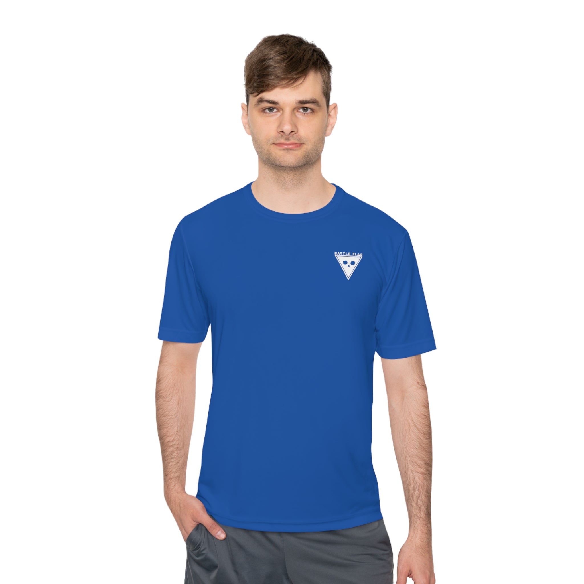 Battle Flag Unisex Moisture Wicking Tee - Small White Emblem