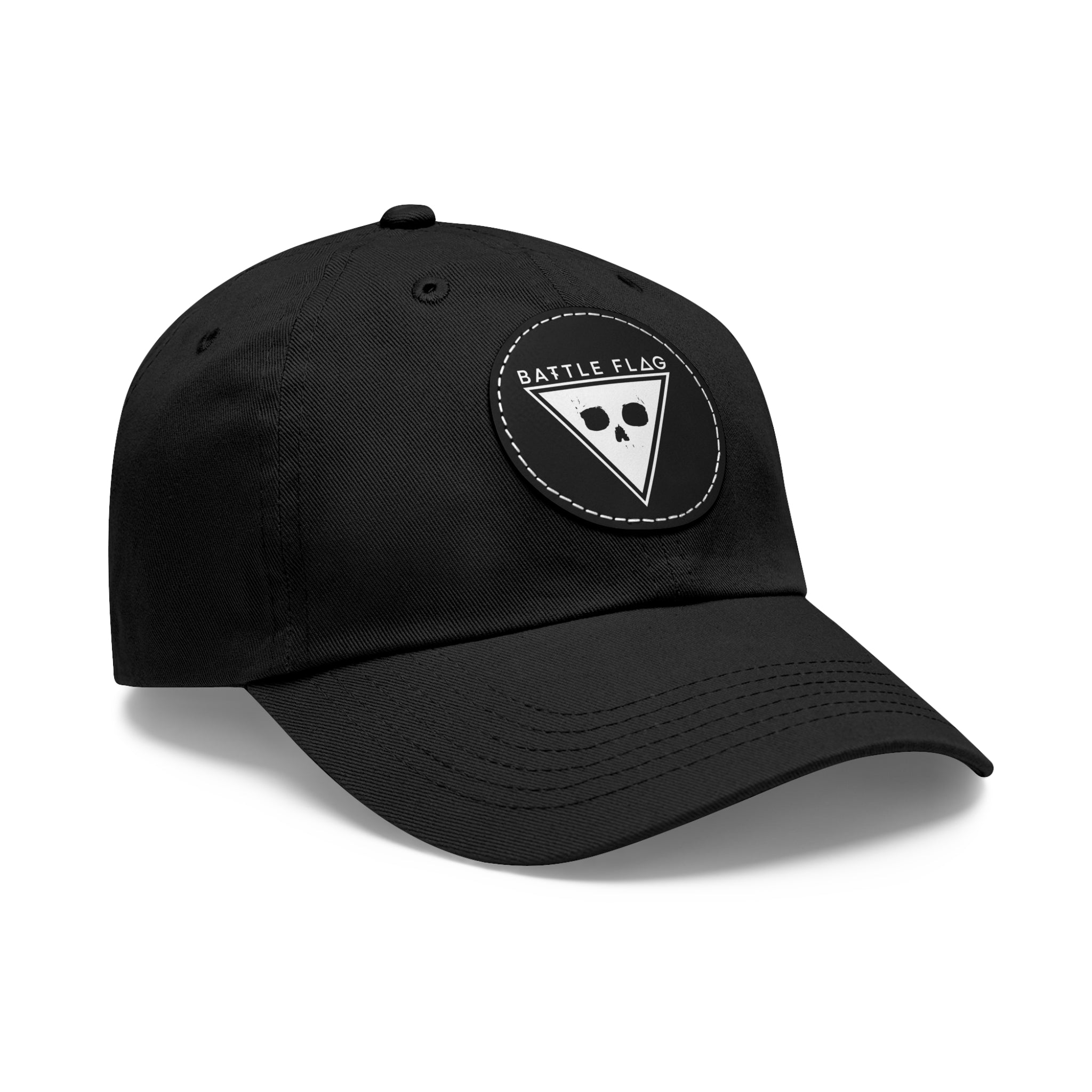 Battle Flag Hat with Leather Patch - White Emblem