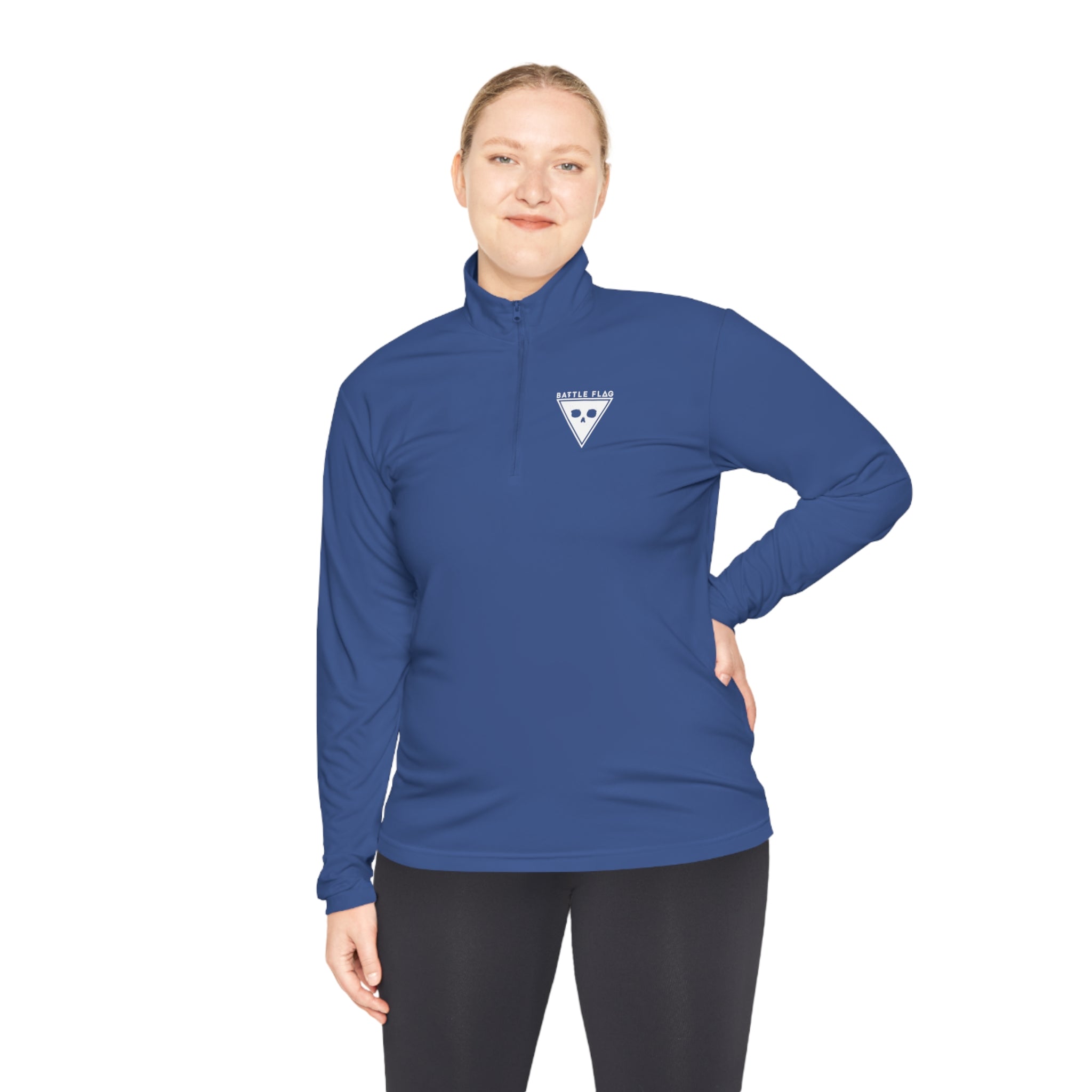 Battle Flag Unisex Quarter-Zip Pullover - White Emblem