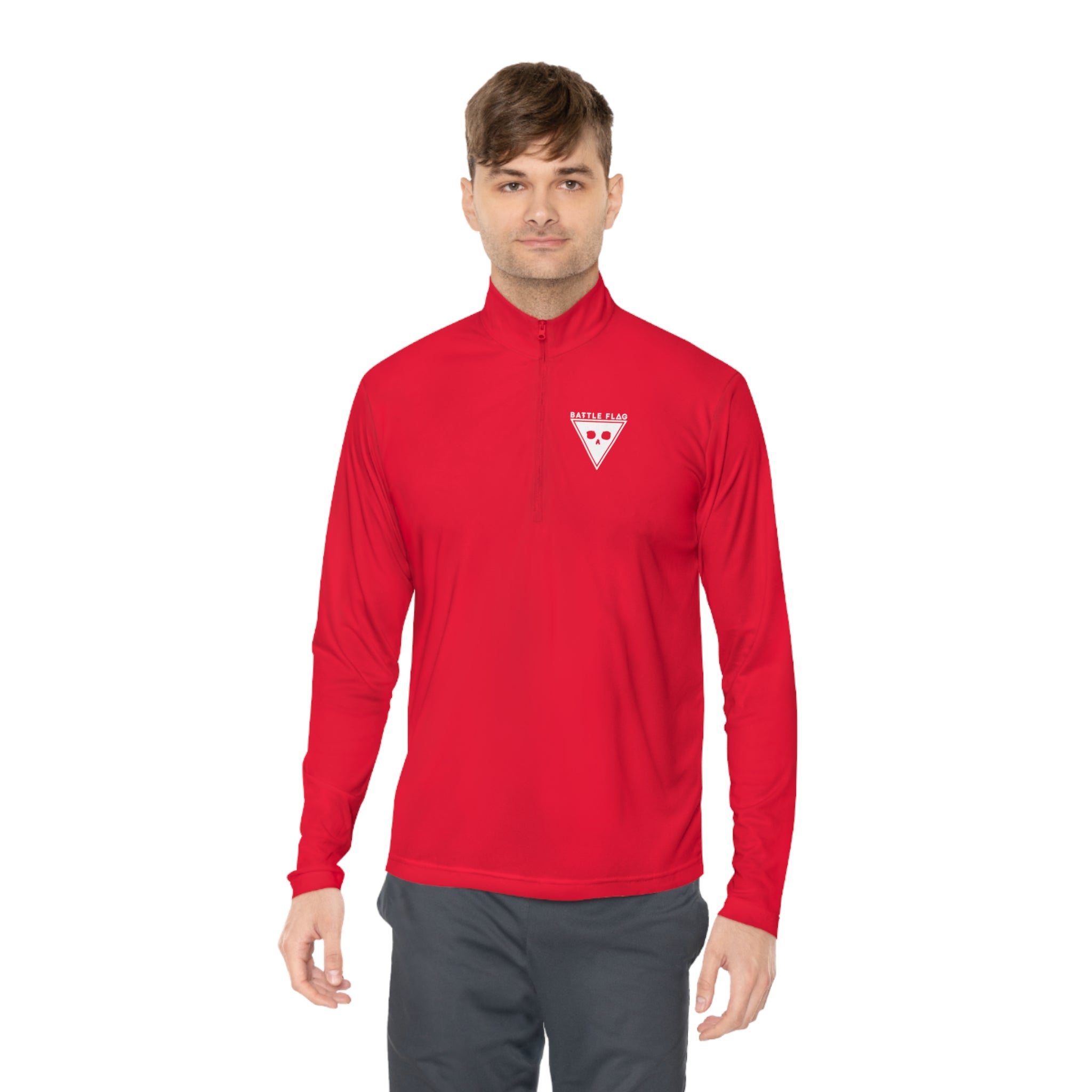 Battle Flag Unisex Quarter-Zip Pullover - White Emblem