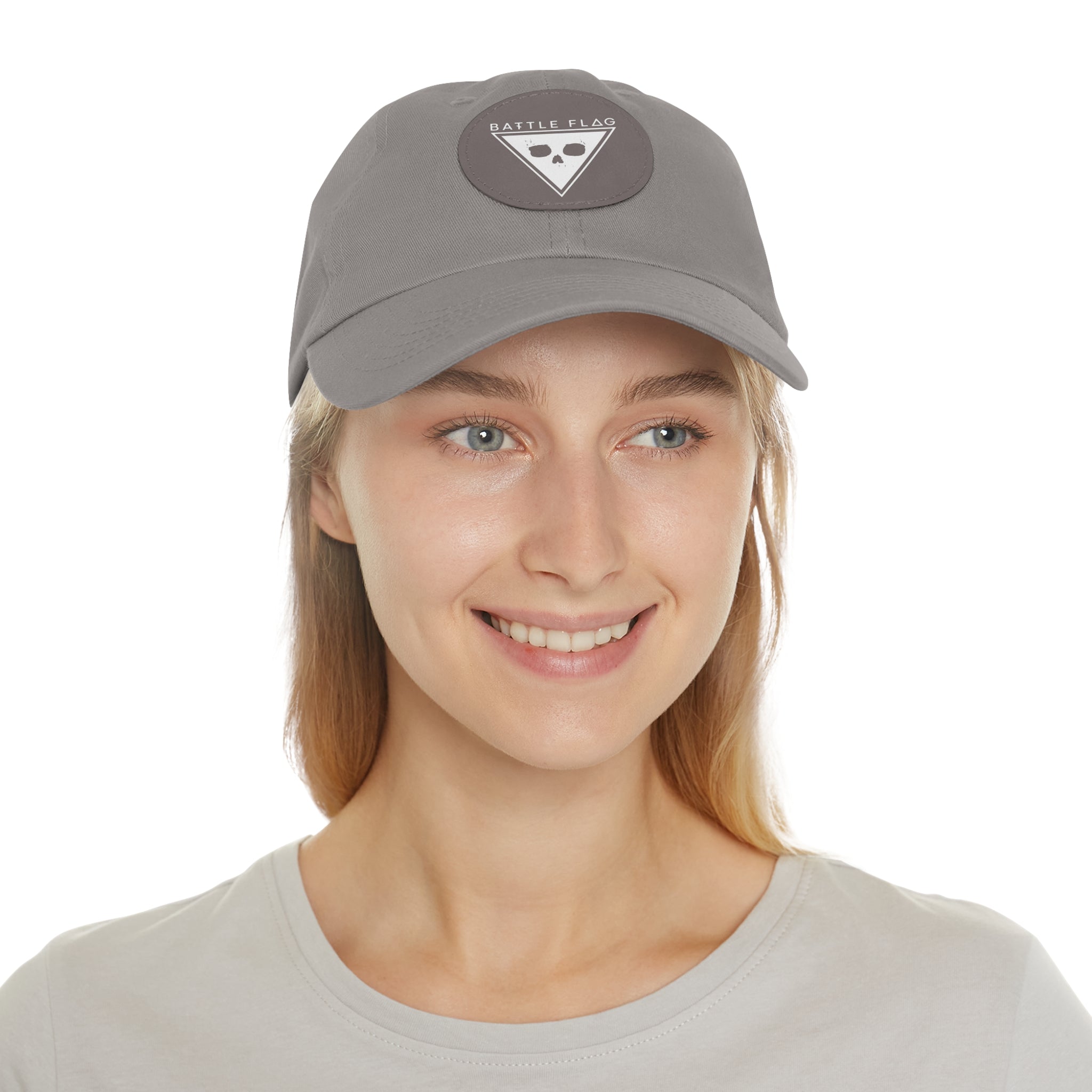 Battle Flag Hat with Leather Patch - White Emblem