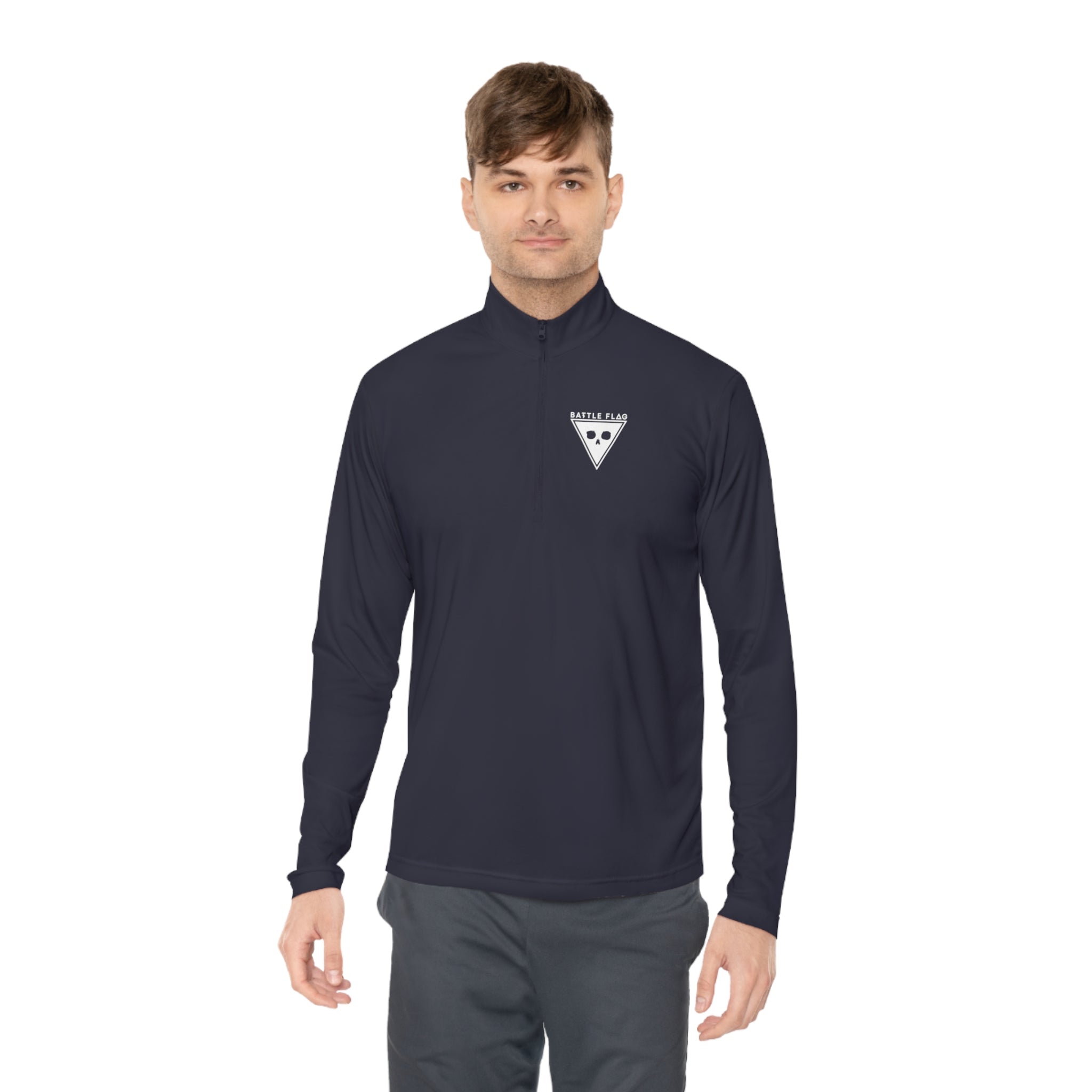 Battle Flag Unisex Quarter-Zip Pullover - White Emblem