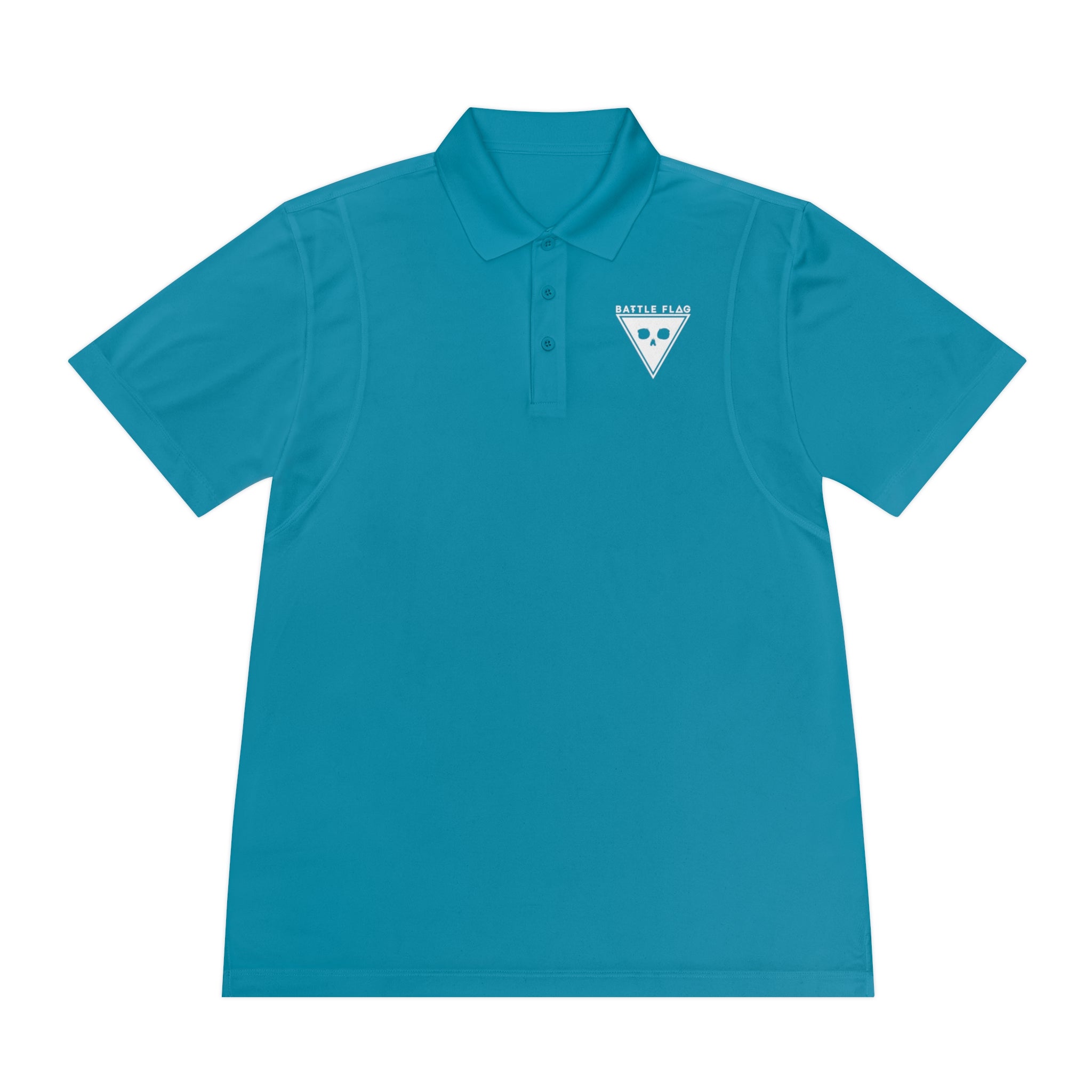 Battle Flag Men's Sport Polo Shirt - White Emblem