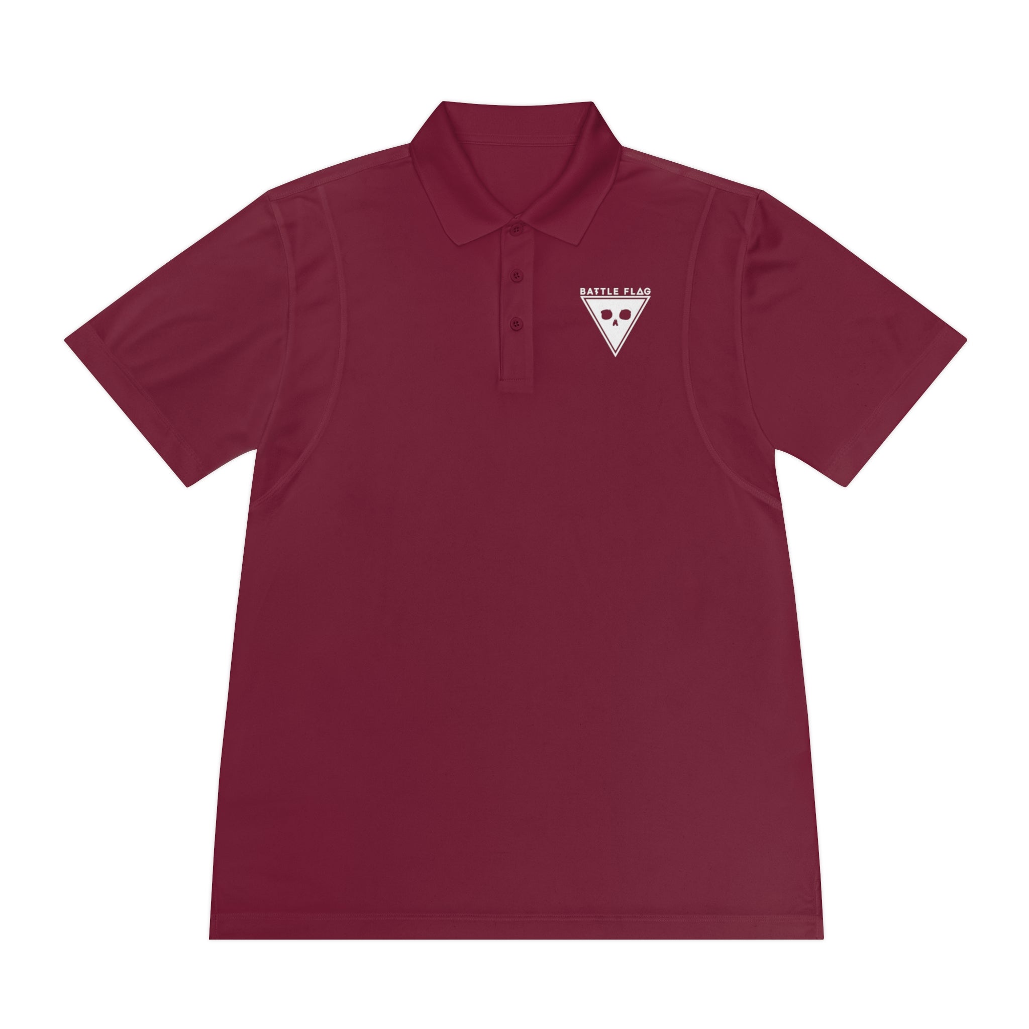 Battle Flag Men's Sport Polo Shirt - White Emblem