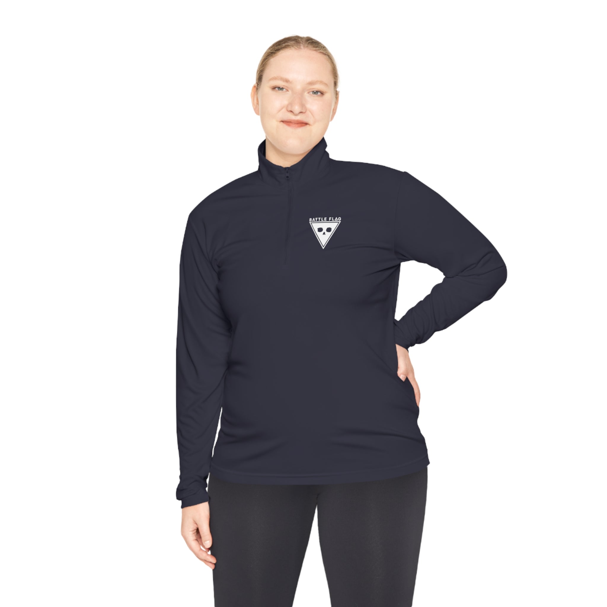 Battle Flag Unisex Quarter-Zip Pullover - White Emblem