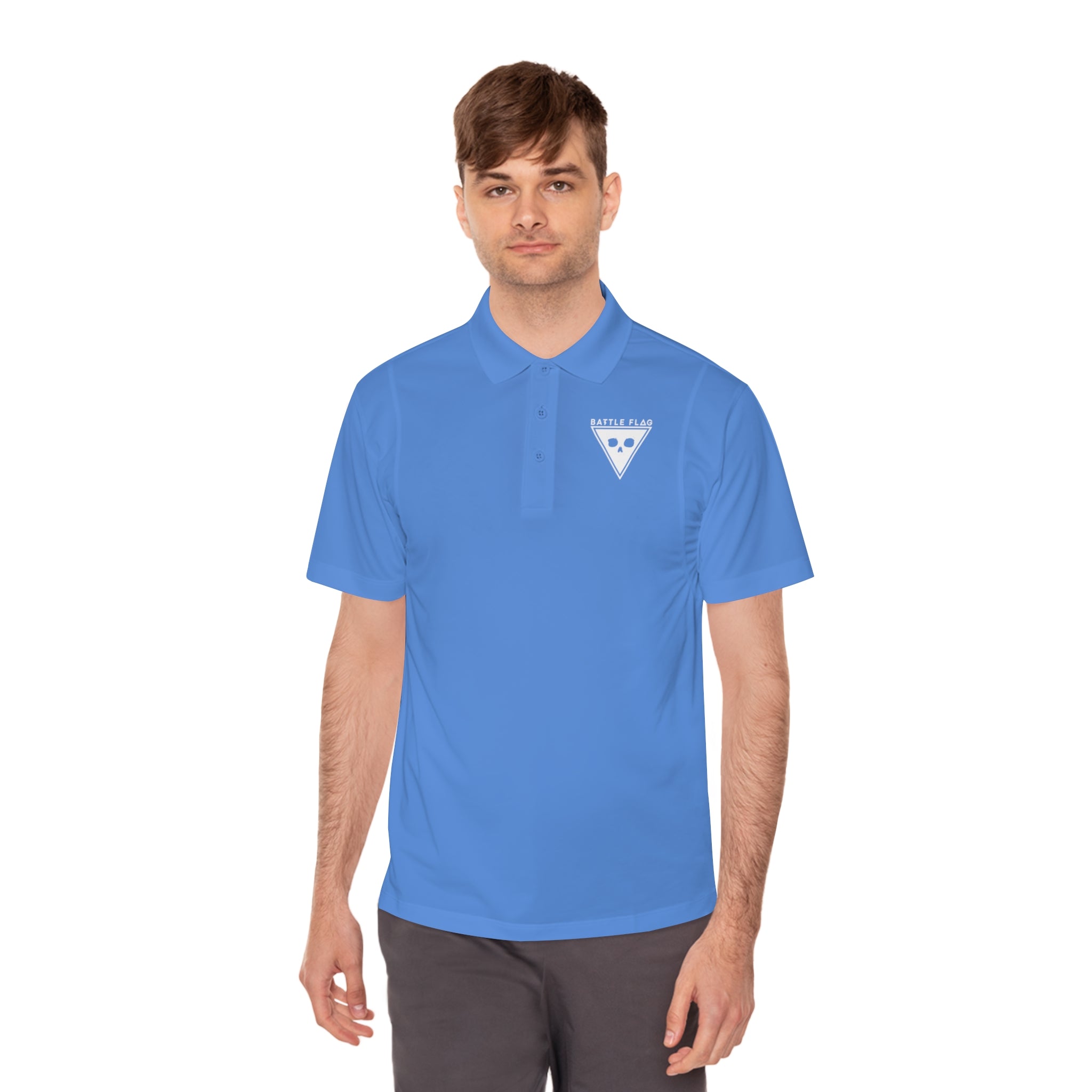 Battle Flag Men's Sport Polo Shirt - White Emblem