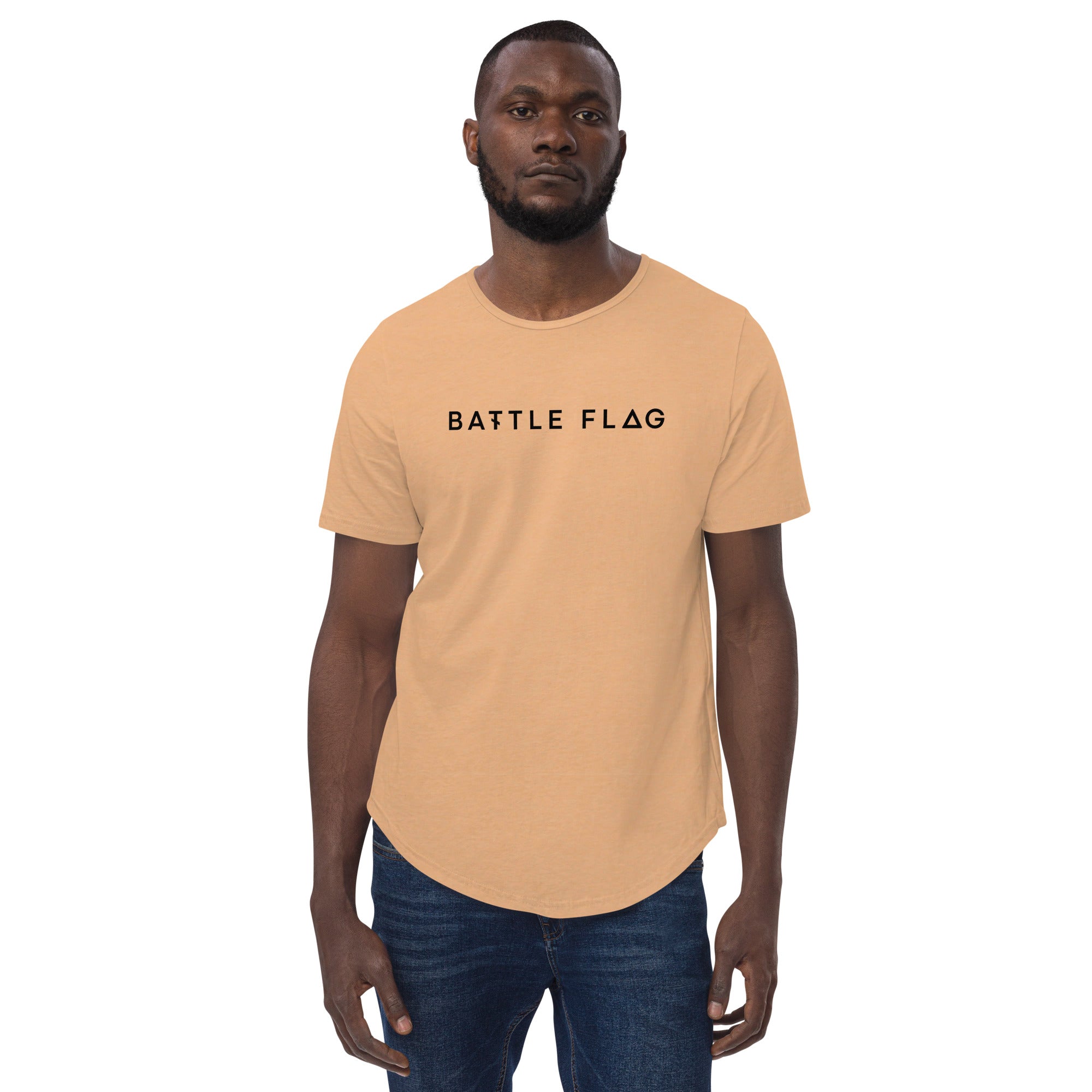 Battle Flag Men's Curved Hem T-Shirt - Black Logo
