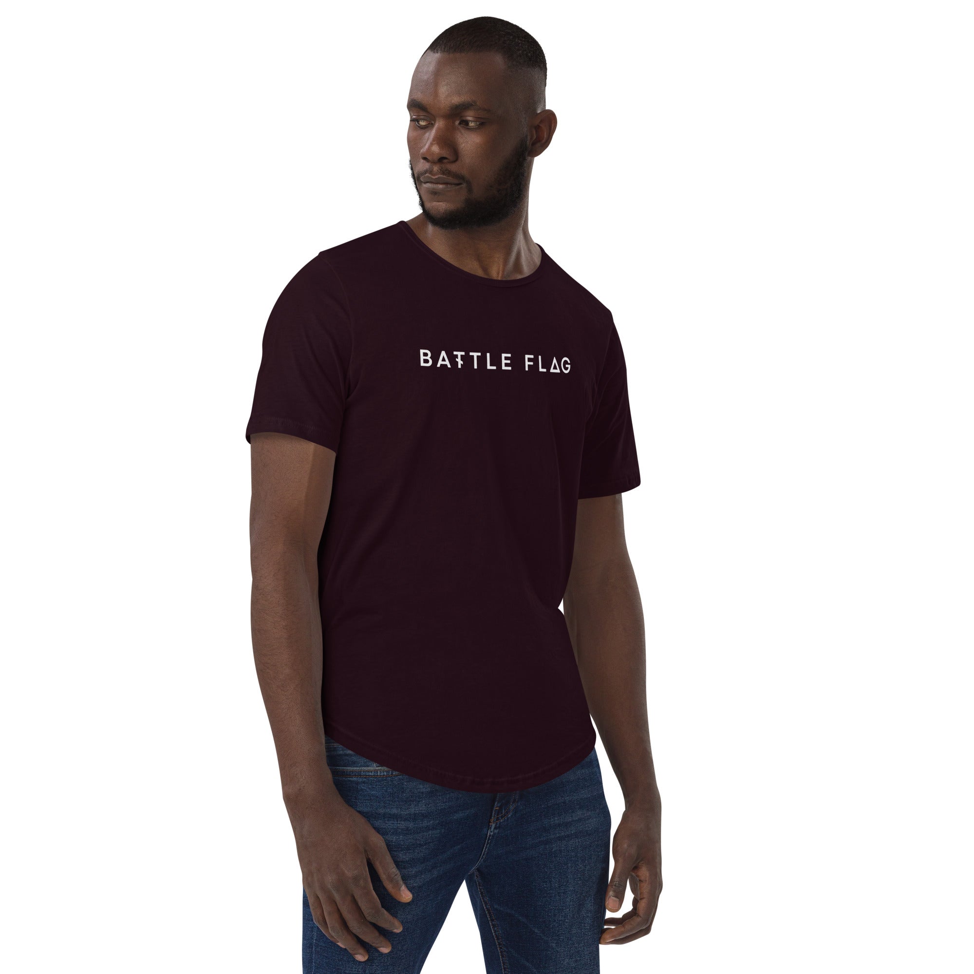 Battle Flag Men's Curved Hem T-Shirt - White Logo