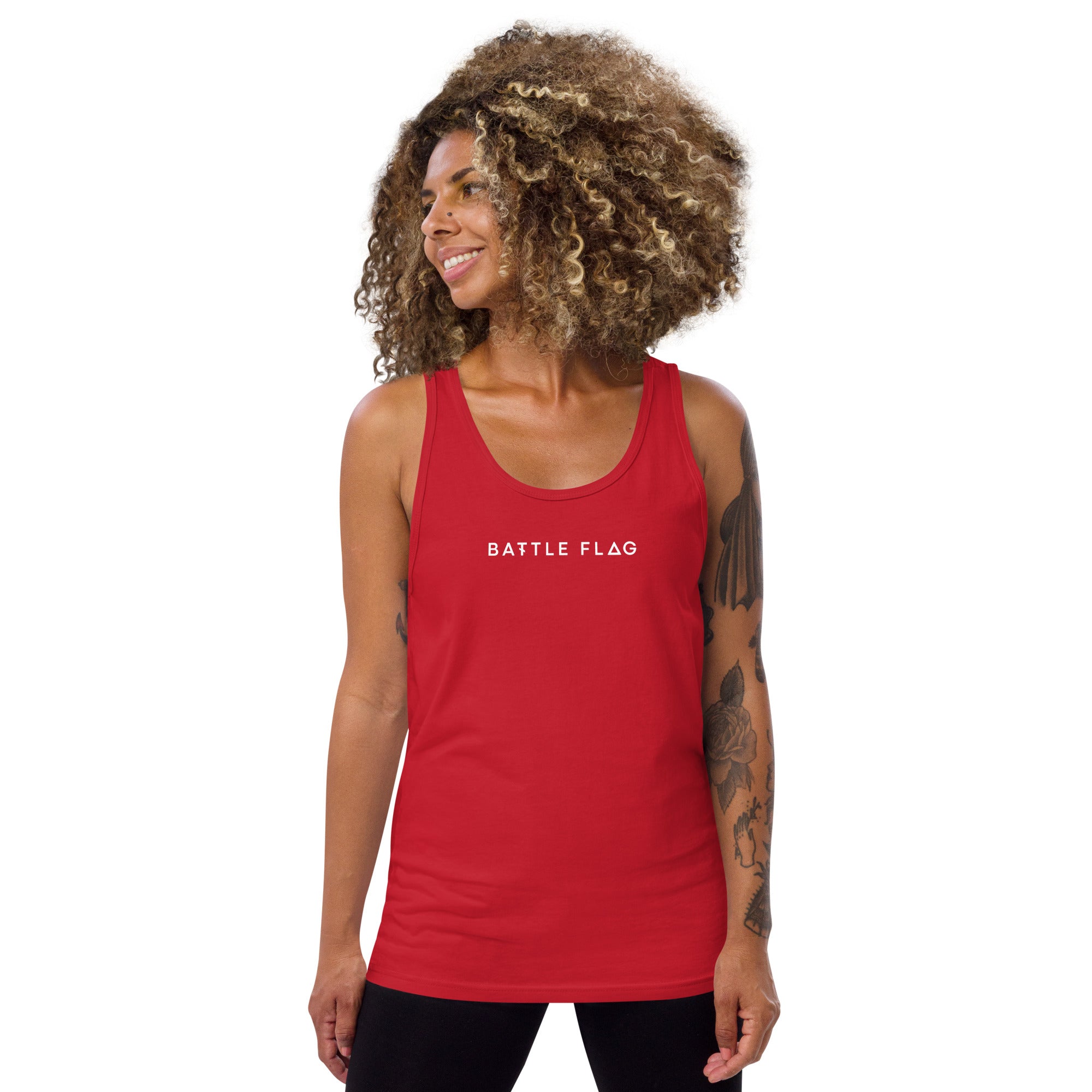 Battle Flag Unisex Tank Top - White Logo